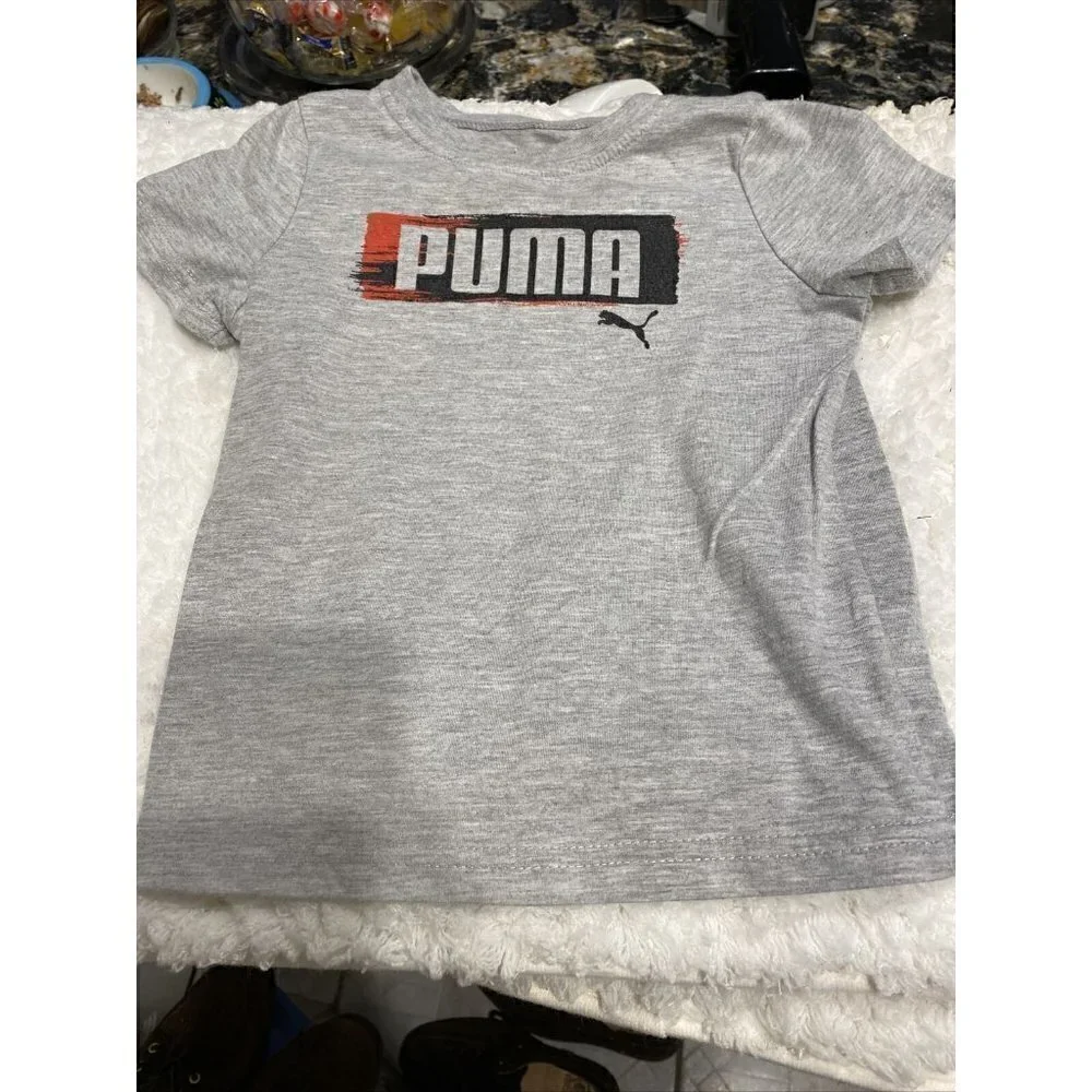 t baby boys PUMA casual gray logo short sleeve t-shirt 24 mos.